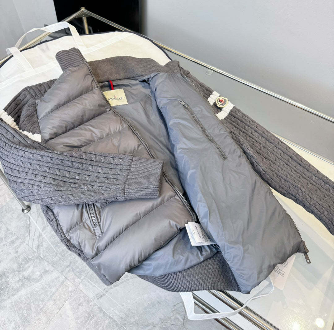 MONCLER    2024年最新作 スタンドカラーニットパッチワークダウンジャケット