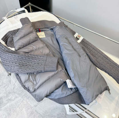 MONCLER    2024年最新作 スタンドカラーニットパッチワークダウンジャケット