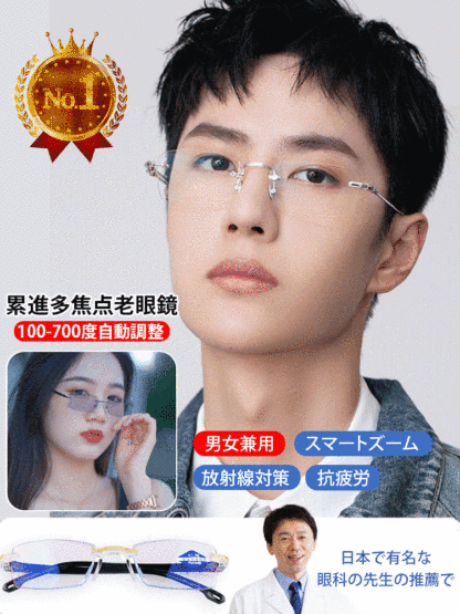 変色ブルーライト防止老眼メガネ 