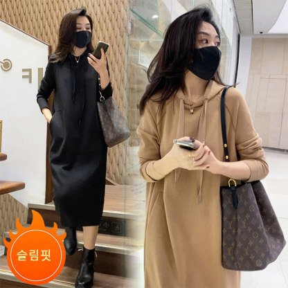 슬림핏 후드 원피스