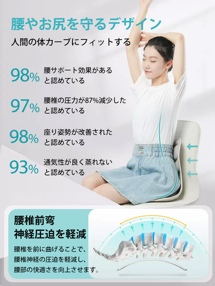 「長時間座っても疲れない」姿勢サポートチェア