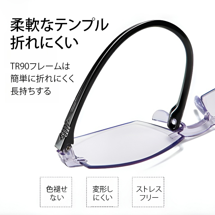 【小顔効果】累進レンズブルーライト対策老メガネ