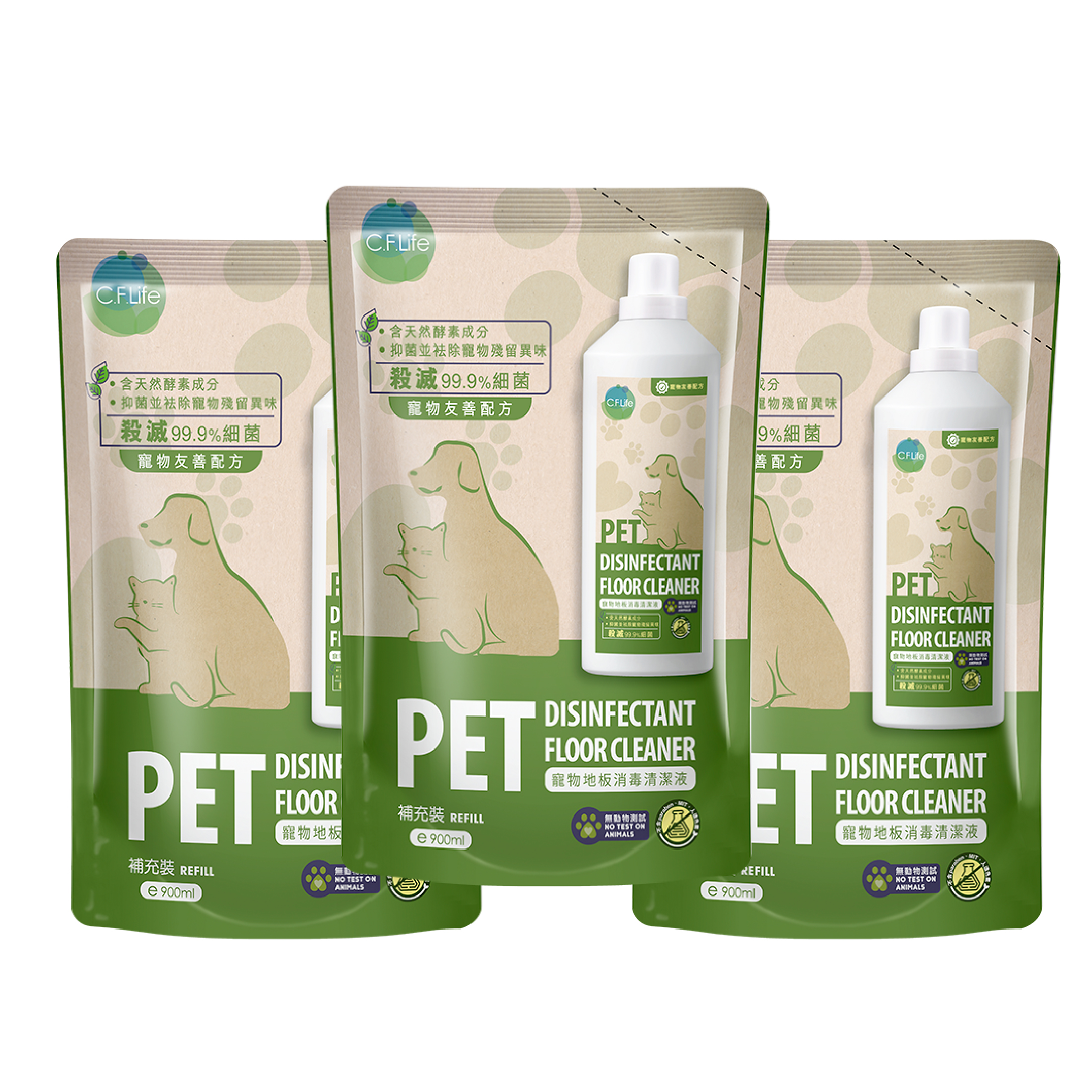 寵物地板消毒清潔液(環保裝) 3包-Choi Fung