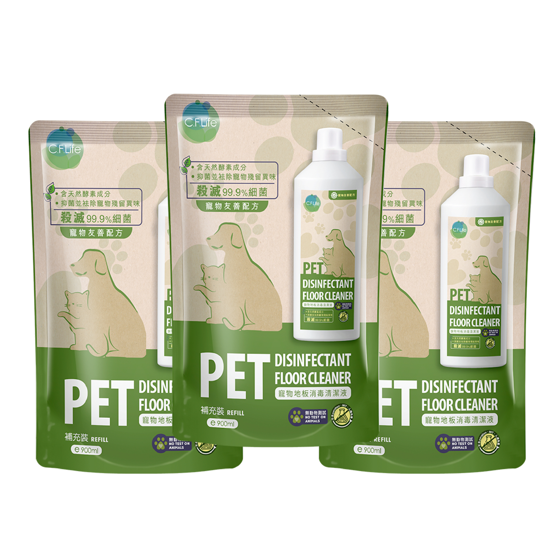 寵物地板消毒清潔液(環保裝) 3包-Choi Fung