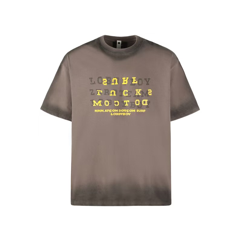 美式復古水洗漸變高級感短袖T恤女重磅上衣女夏