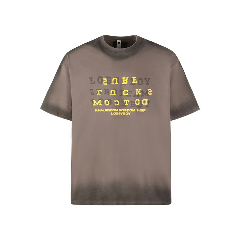 美式復古水洗漸變高級感短袖T恤女重磅上衣女夏