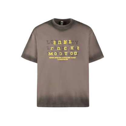 美式復古水洗漸變高級感短袖T恤女重磅上衣女夏