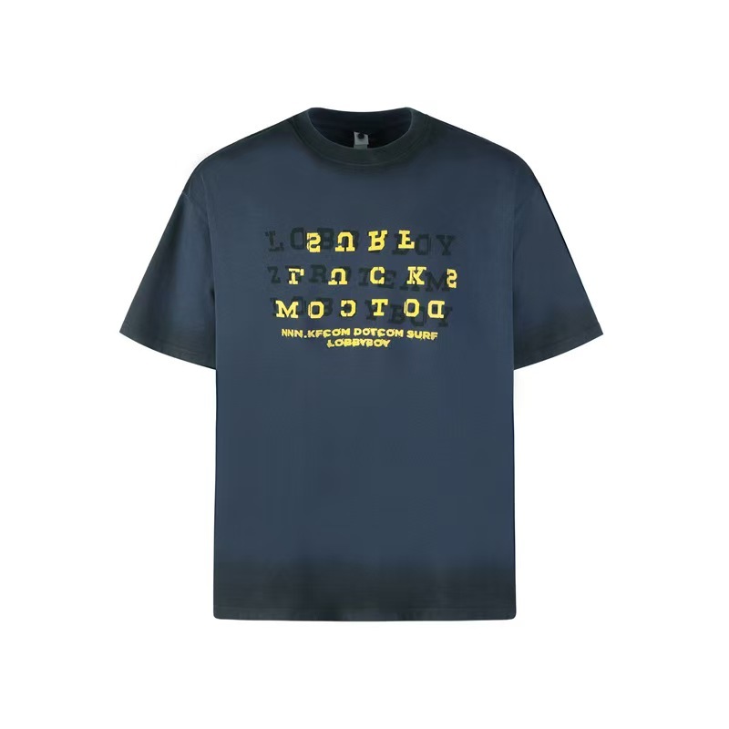 美式復古水洗漸變高級感短袖T恤女重磅上衣女夏