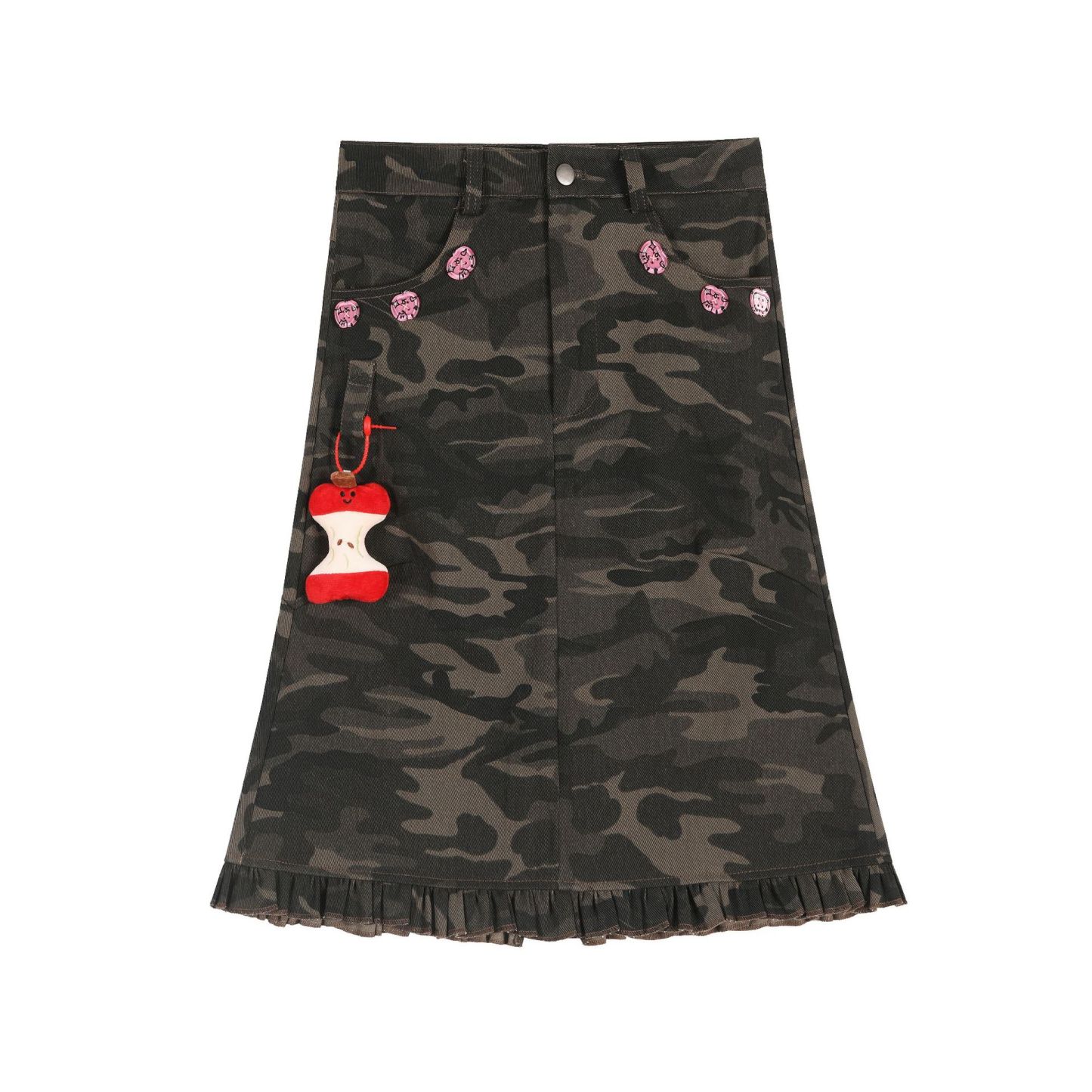 復古迷彩花邊半身裙女新款美式工裝裙辣妹街頭小眾半身裙