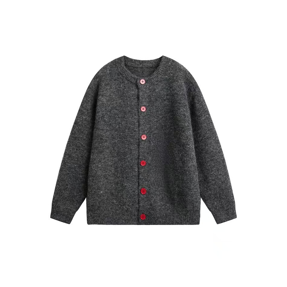 美式復古純色高級感針織衫毛衣女早秋寬鬆慵懶風外套