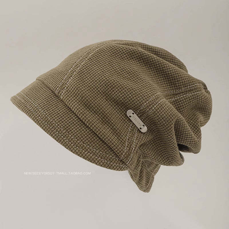 美式復古素顏遮臉漁夫帽子女秋冬黑色街頭休閒顯臉小包頭堆堆冷帽