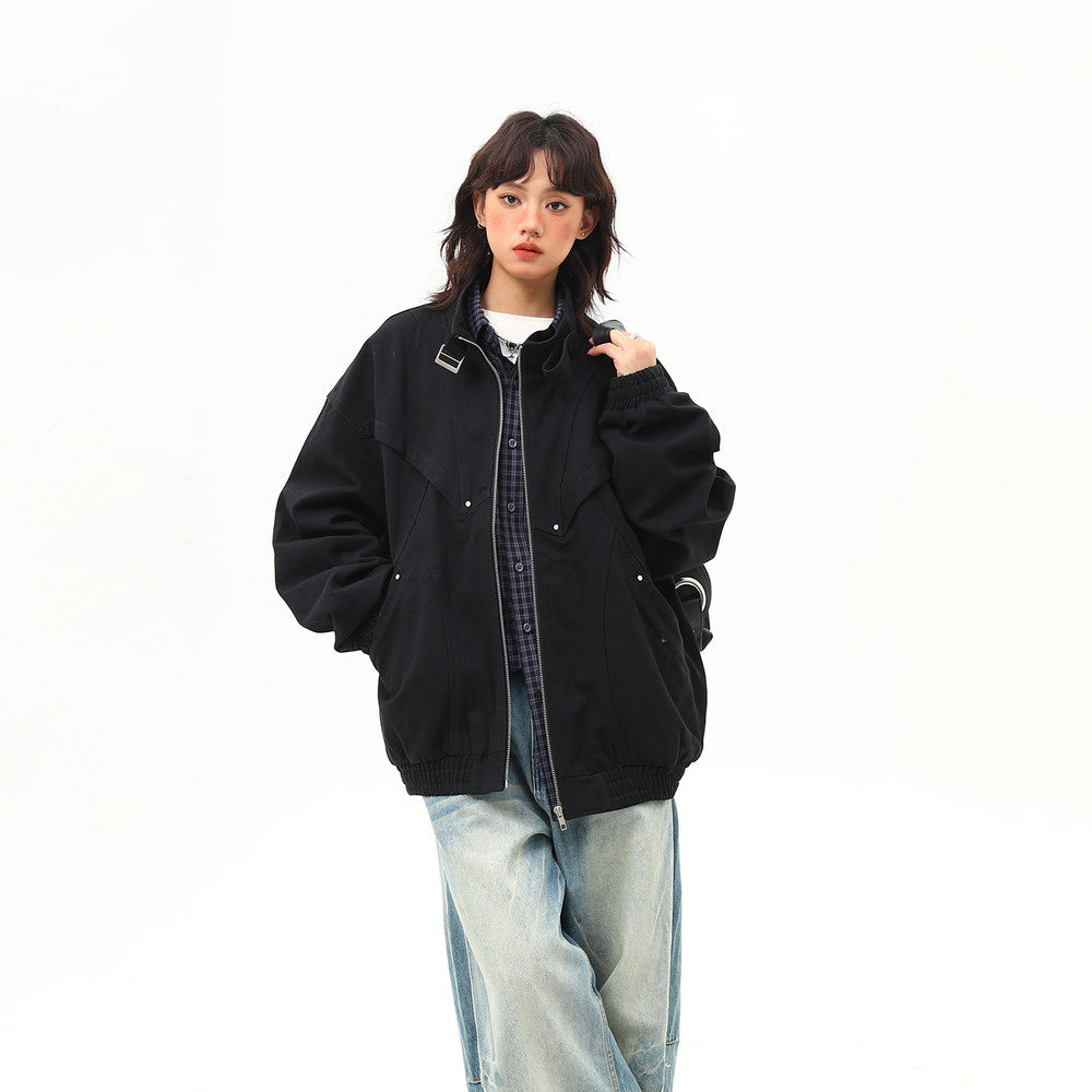 春季新款美式復古工裝夾克外套女vintage潮牌上衣