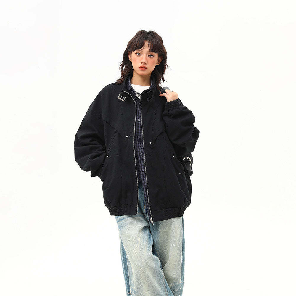 春季新款美式復古工裝夾克外套女vintage潮牌上衣