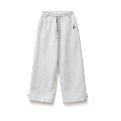 針織直筒闊腿加厚絨褲子休閒抽繩束脚保暖衛長褲女士秋冬