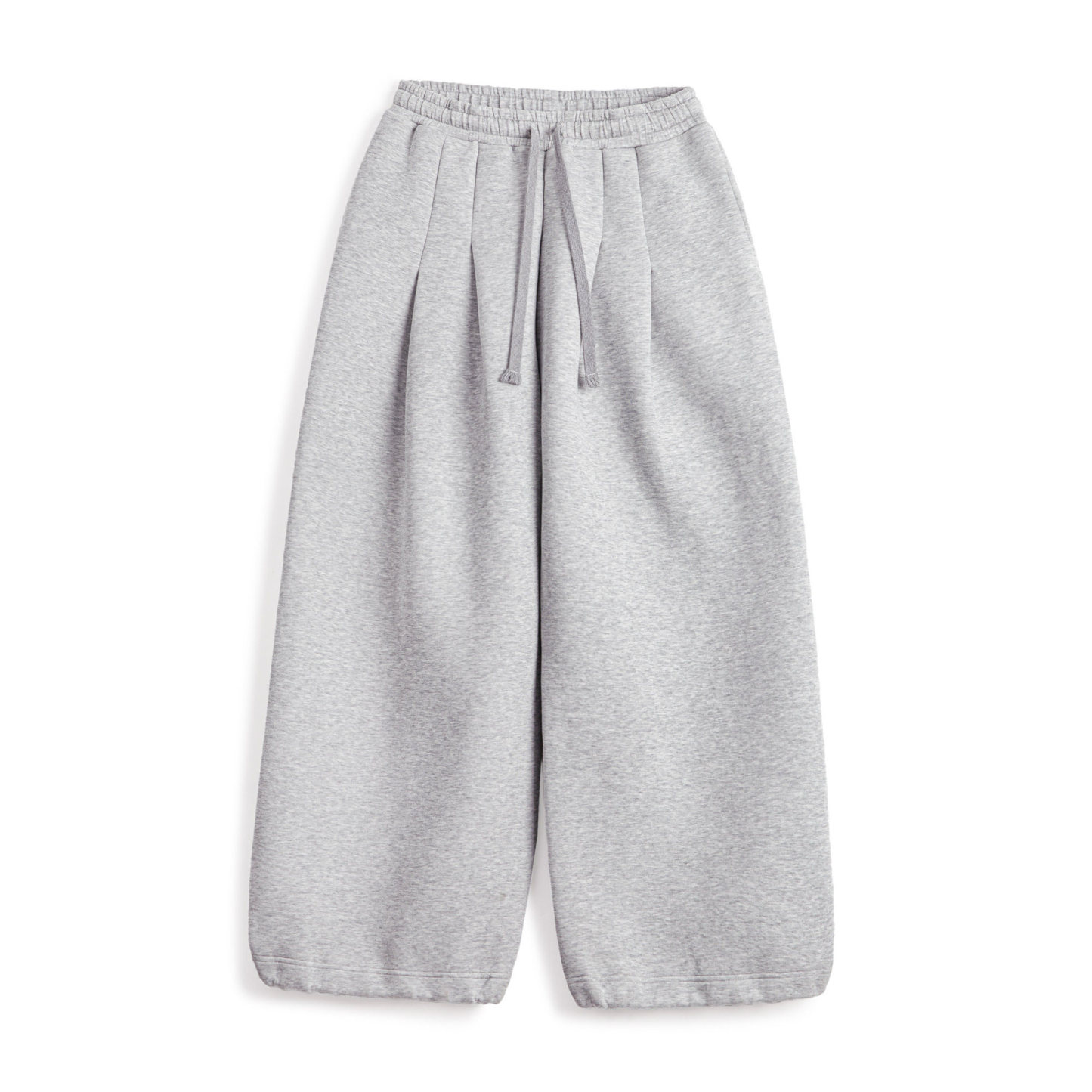 淺灰色闊腿直筒休閒長衛褲鬆緊腰抽繩束脚垂墜感糯米褲子女冬