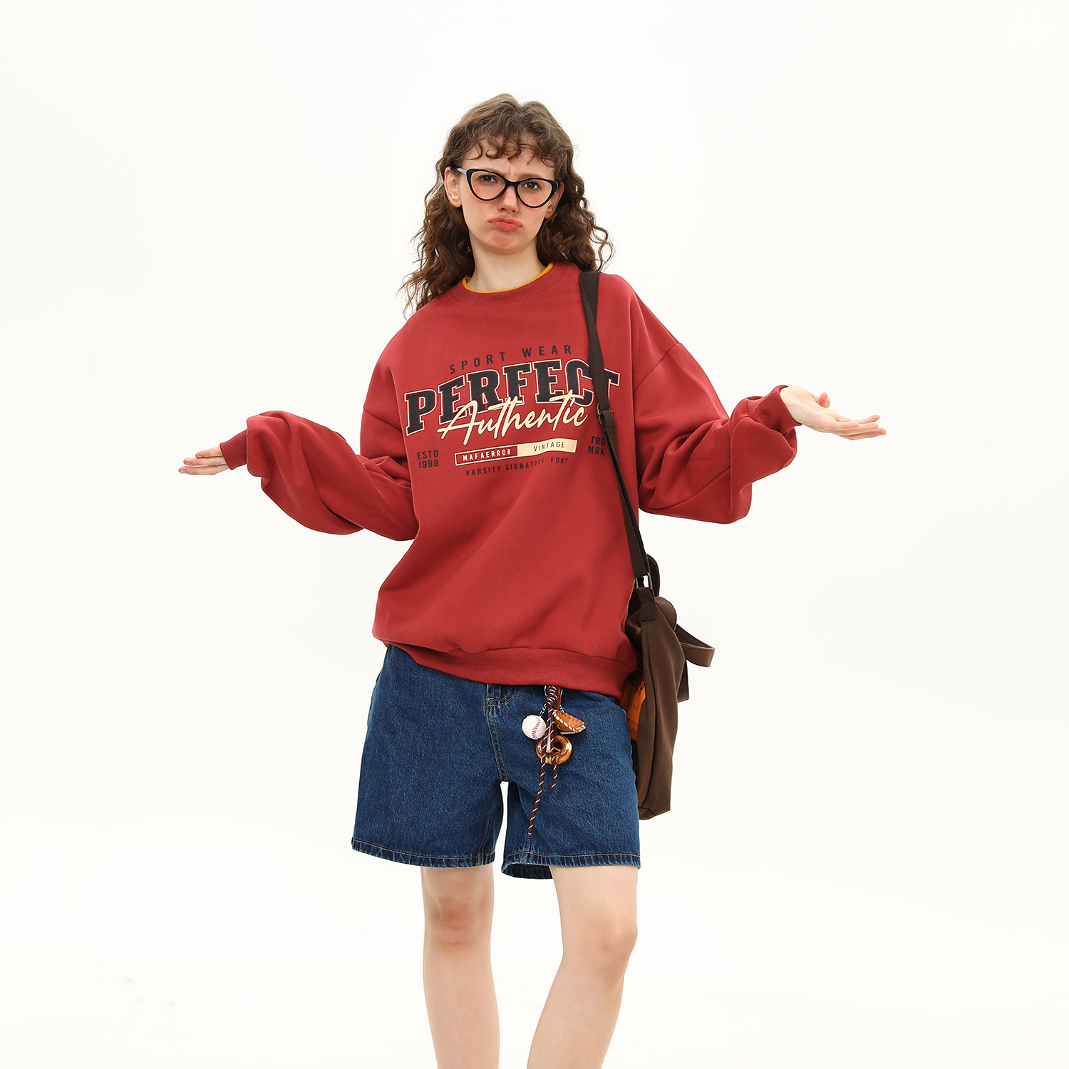 美式復古字母印花學院風圓領衛衣女秋季新款百搭寬鬆上衣