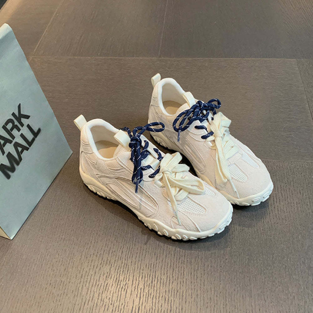 新款內增高經典軟底板鞋圓頭拼接透氣網面德訓阿甘鞋