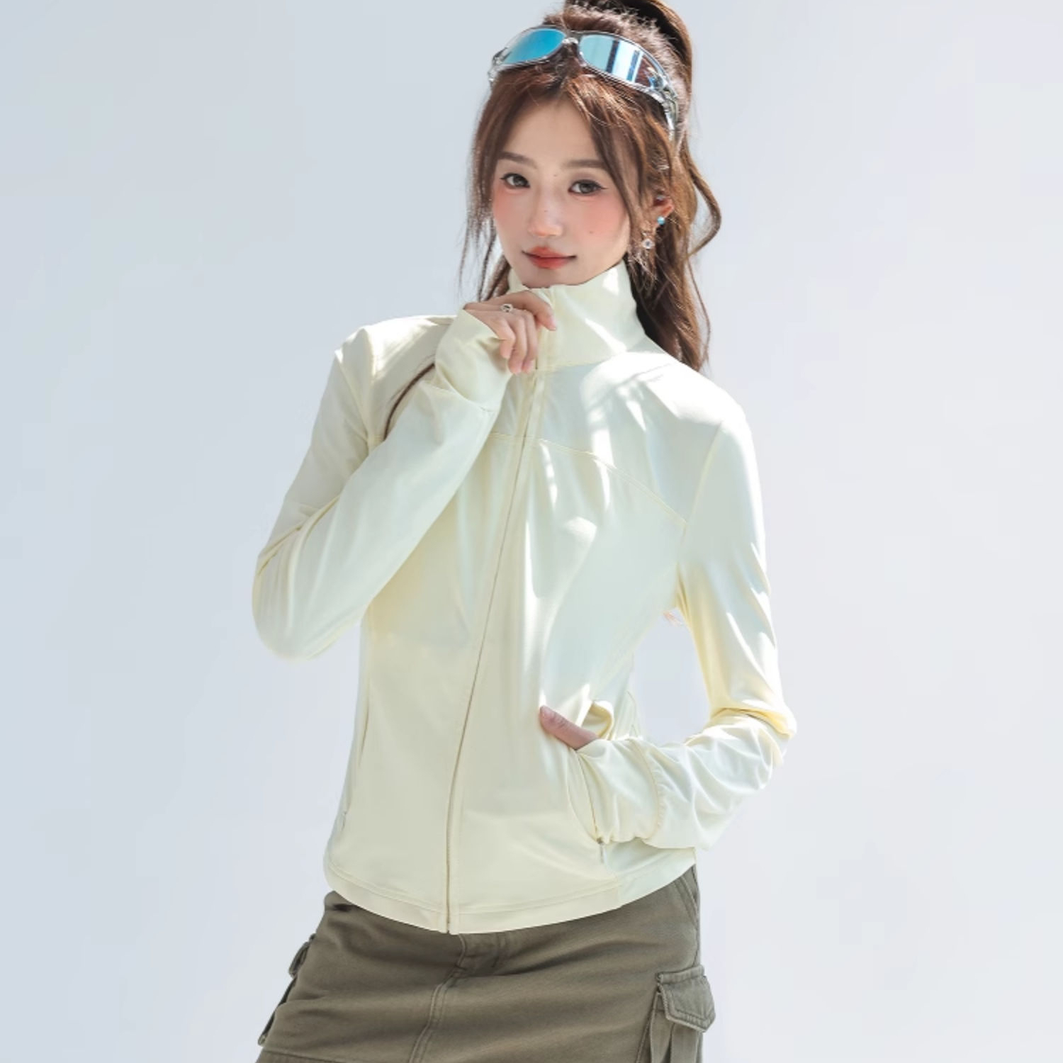 UPF50+防紫外線立領修身防曬衣女夏季凉感冰絲防曬服