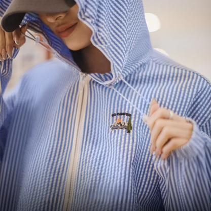 藍白條紋海邊度假風夾克淺春系泡泡條襯衫外套早春慵懶上衣女