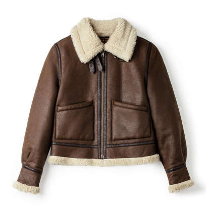 立翻領麂皮仿羊羔毛加厚飛行員短款棉服衣襖夾克外套女士秋冬