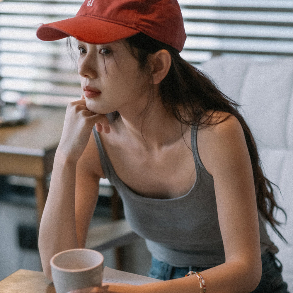 夏季美背內衣帶胸墊防走光辣妹吊帶女修身顯瘦內搭打底衫短款上衣