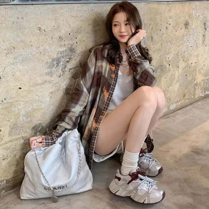 春秋復古鴛鴦帶厚底系帶休閒運動鞋老爹鞋女