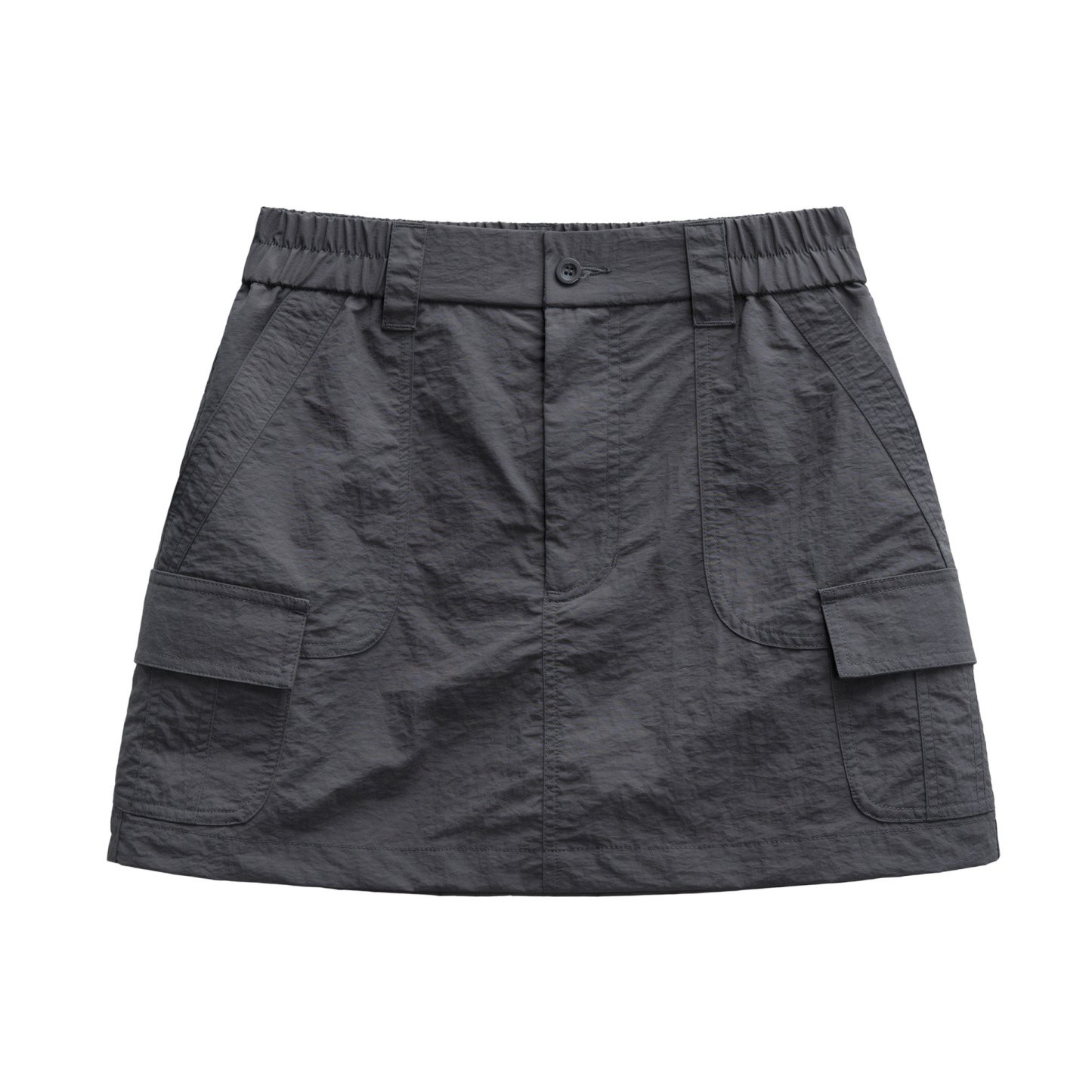 復古肌理感立裁a字工裝傘裙機能風薄帶內襯防走光半身裙女夏