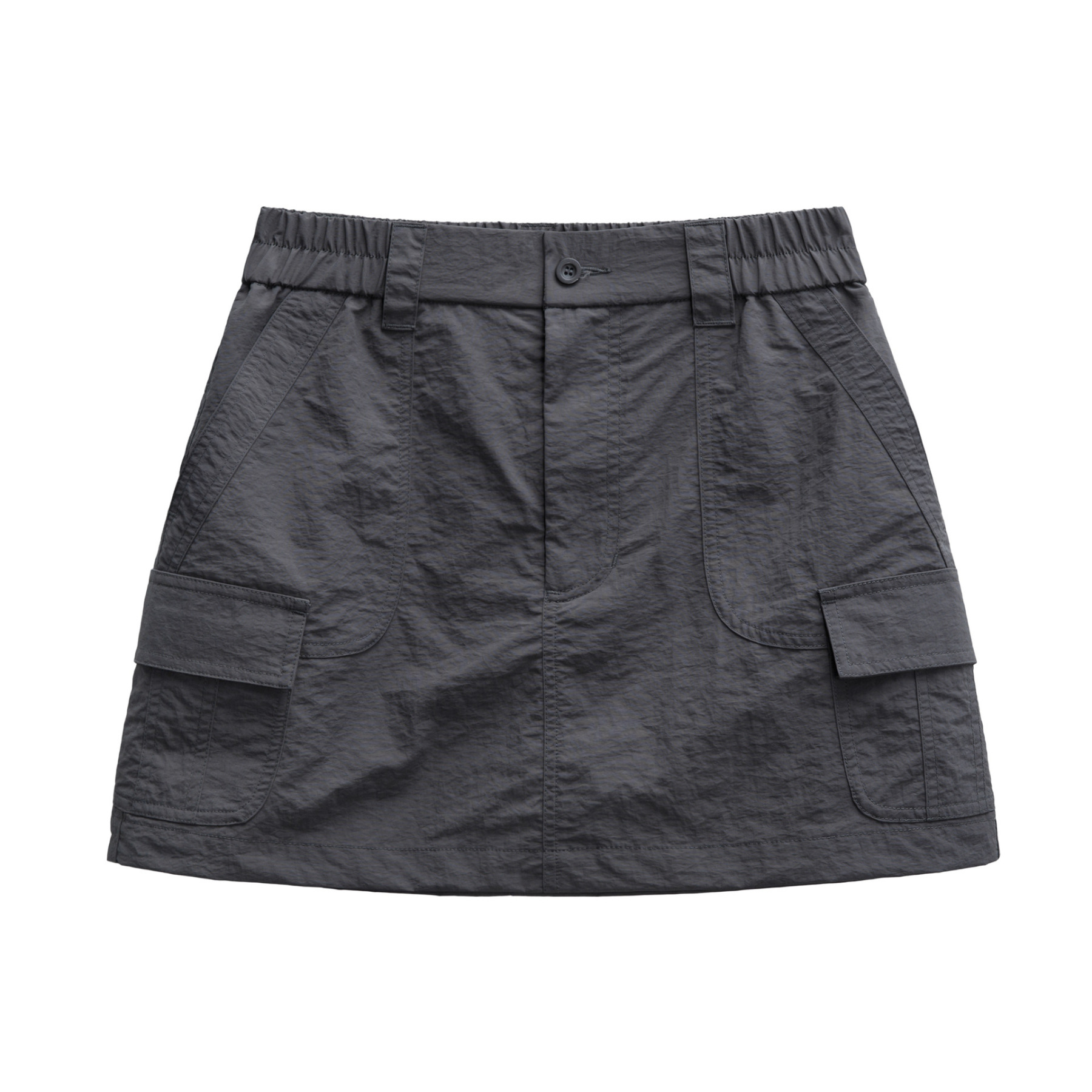 復古肌理感立裁a字工裝傘裙機能風薄帶內襯防走光半身裙女夏