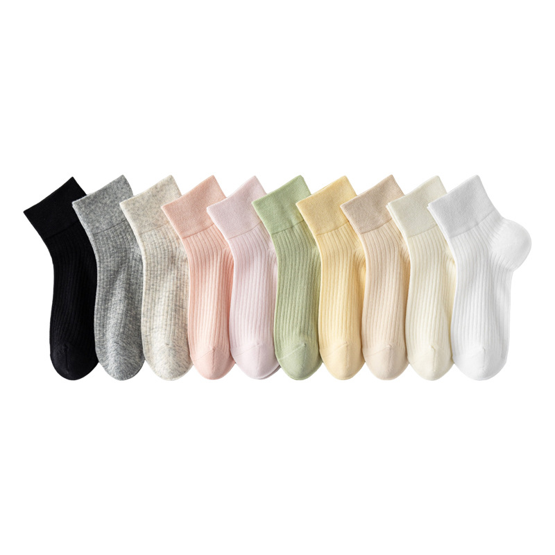 超薄無骨款舒適不勒脚吸汗透氣糖果色耐磨簡約短中筒棉襪女夏