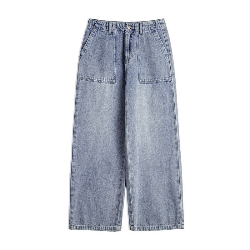 馬登女裝 復古法工褲窄版直筒牛仔褲水洗垂感闊腿褲寬鬆休閒長褲秋冬女