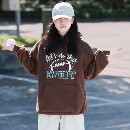美式復古潮牌印花連帽衛衣女400克重磅加厚保暖春秋外套
