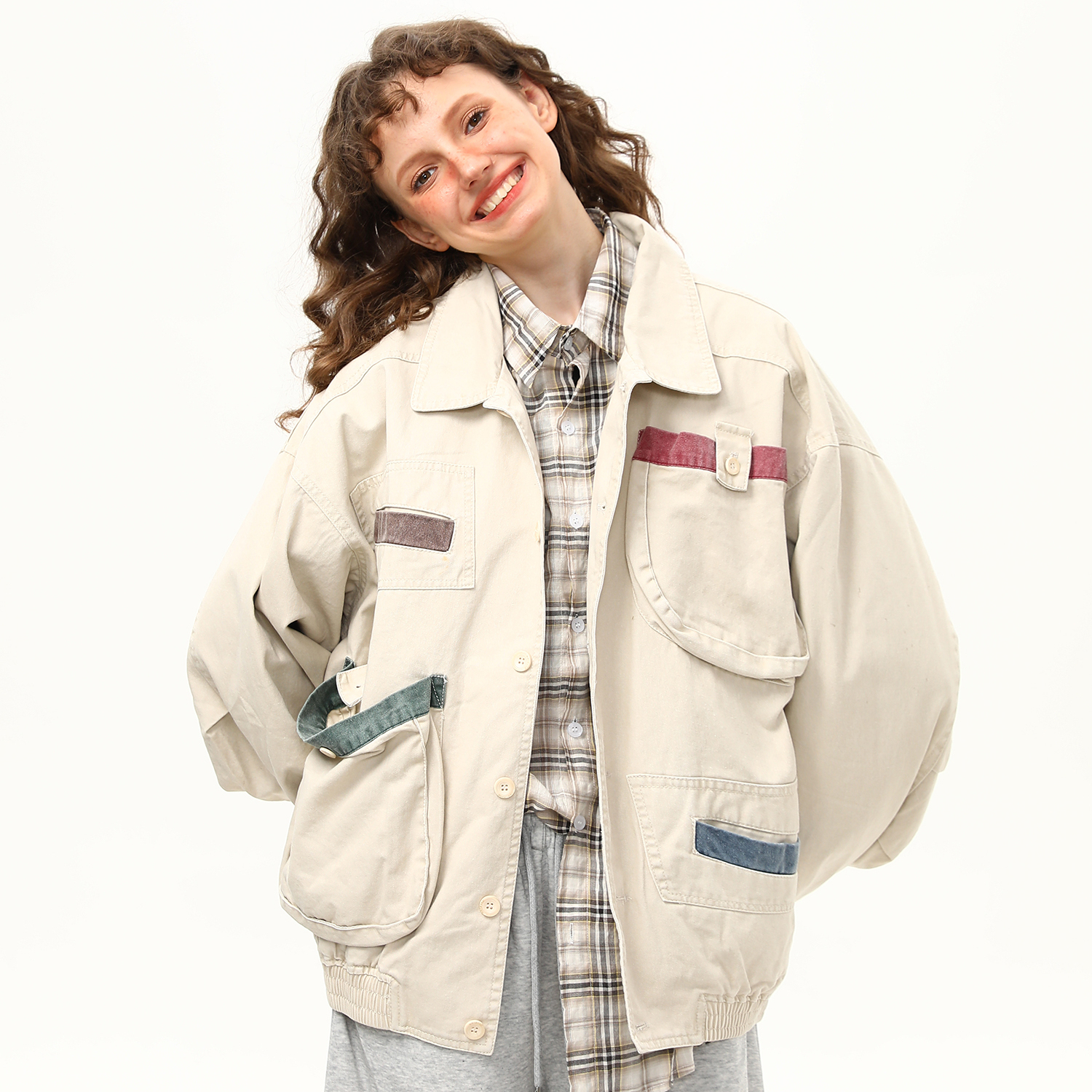 日系工裝戶外多口袋夾克外套女潮牌重磅秋季新款上衣