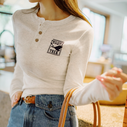 暮光之城印花亨利衫格雷系高智風打底衫復古柔感淺春系長袖女