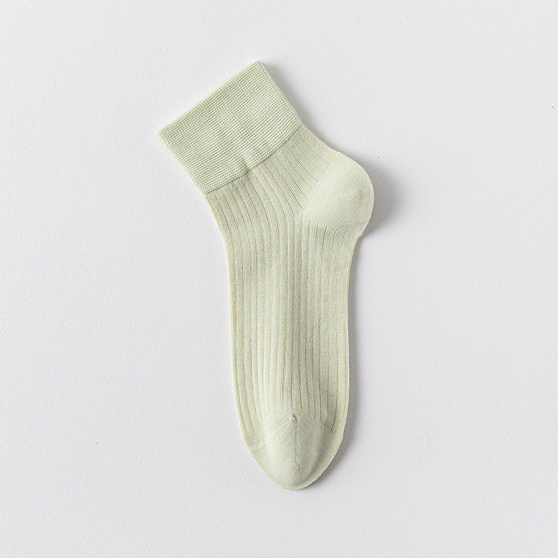 超薄無骨款舒適不勒脚吸汗透氣糖果色耐磨簡約短中筒棉襪女夏