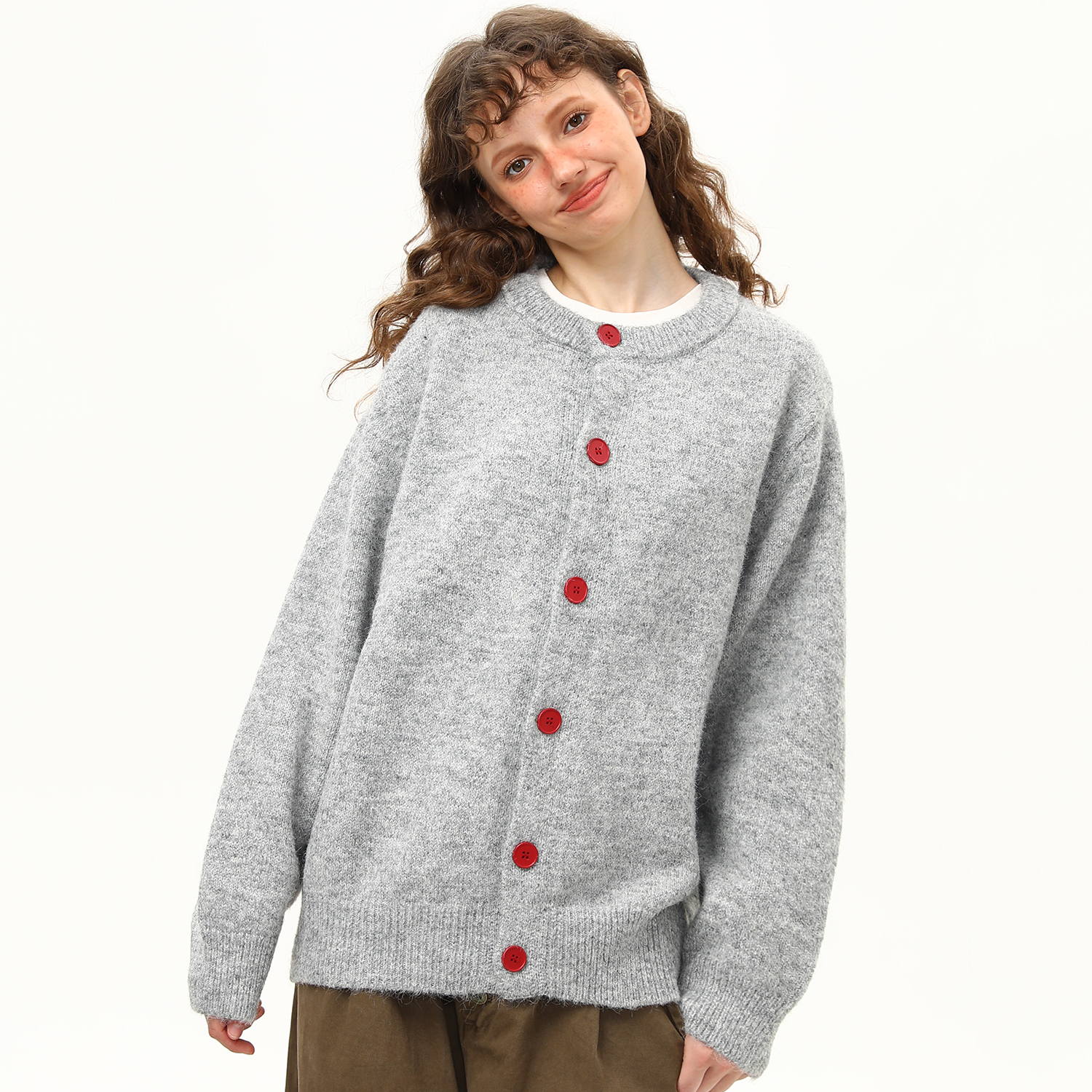 美式復古純色高級感針織衫毛衣女早秋寬鬆慵懶風外套