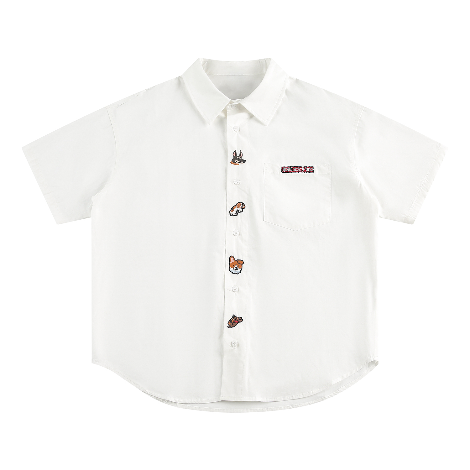 可愛小狗刺繡短袖襯衫女夏季輕薄防曬襯衣外搭開衫