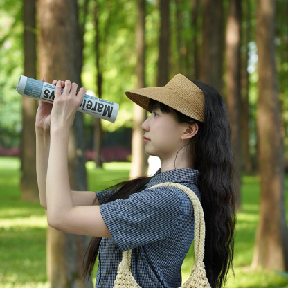 夏季草編空頂帽女出遊防曬帽簡約遮陽帽沙灘度假遮陽太陽帽