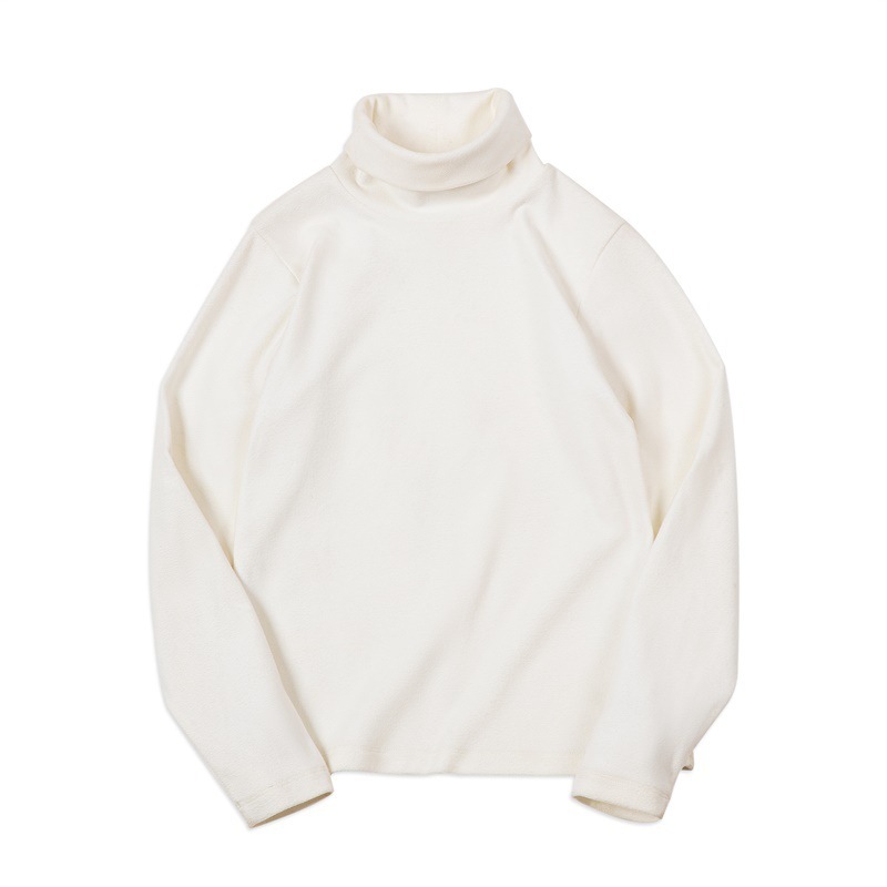 馬登女裝 黑色緊身半高領打底衫仿德絨內搭上衣修身針織長袖T恤秋冬女