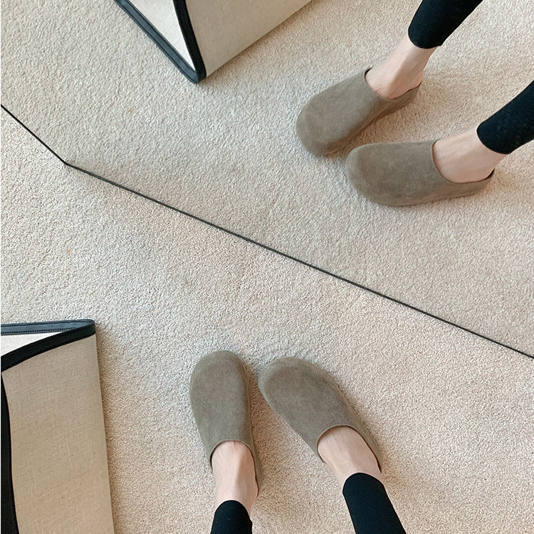 復古row風厚底懶人包頭半拖女勃肯拖鞋