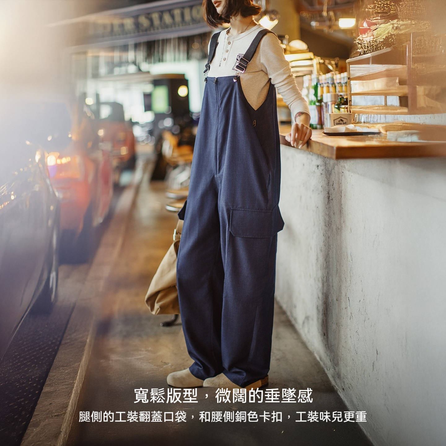 高腰牛仔直筒闊腿寬鬆弛工裝背帶褲無袖吊帶長款連衣褲女士秋