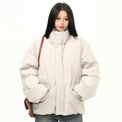 冬季90白鴨絨立領羽絨服女復古高級感保暖棉襖外套