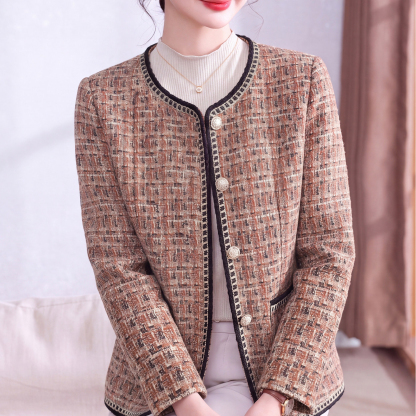2026新款媽媽秋裝輕奢風小香風外套中老年女裝洋氣修身衣服