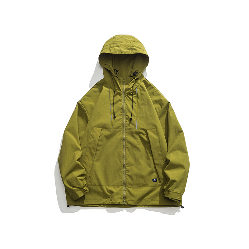 日系連帽戶外工裝拉鍊大口袋衝鋒衣夾克女中性風寬鬆短外套