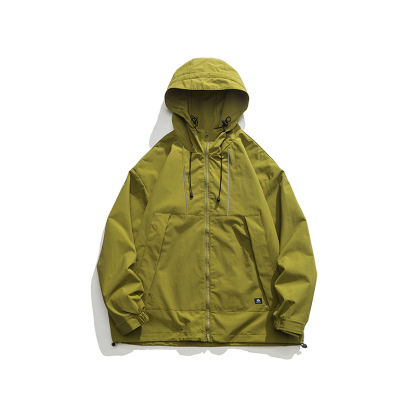 日系連帽戶外工裝拉鍊大口袋衝鋒衣夾克女中性風寬鬆短外套