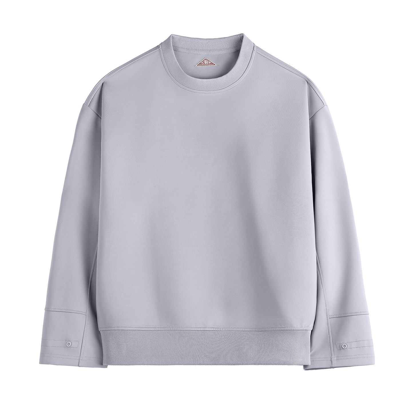 空氣層純灰色無帽款寬鬆落肩圓領套頭長袖衛衣外套上衣女士秋