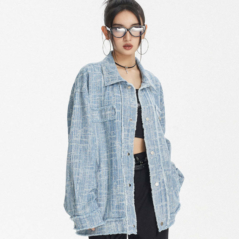 美式復古國潮磨破牛仔外套女vintage2025春款百搭夾克