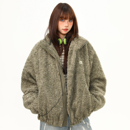 搖粒絨加厚保暖立領棉服外套女冬季新款防寒棉衣