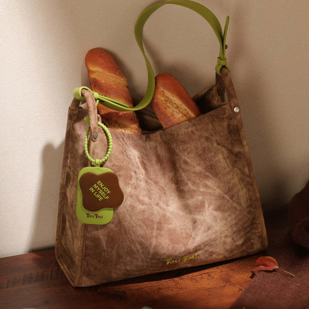 抹茶托特包冬季新款撞色大容量通勤質感百搭腋下大包包