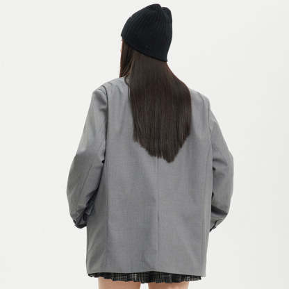 美式復古潮牌字母塗鴉西裝外套女設計感百搭學院風夾克