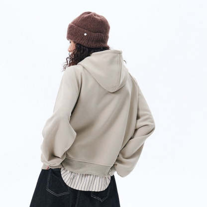 復古拼接假兩件連帽衛衣女春季2025年新款插肩袖帽衫寬鬆開衫外套